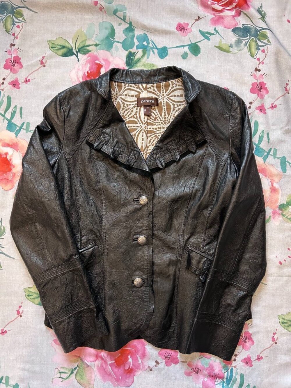 Danier Women's Leather Jacket with Patterned Lining